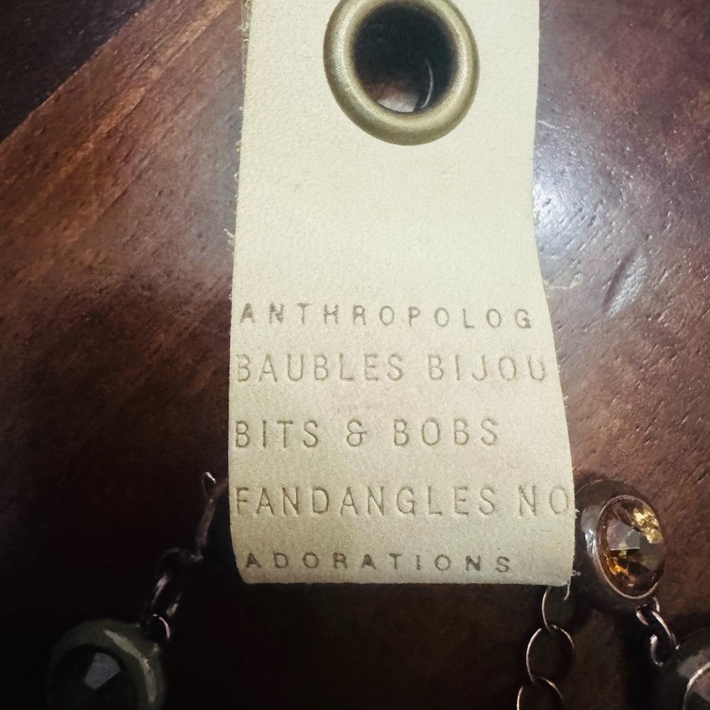 Anthropologie Teardrop Necklace with Green and Pink Accents - Picture 2 of 3